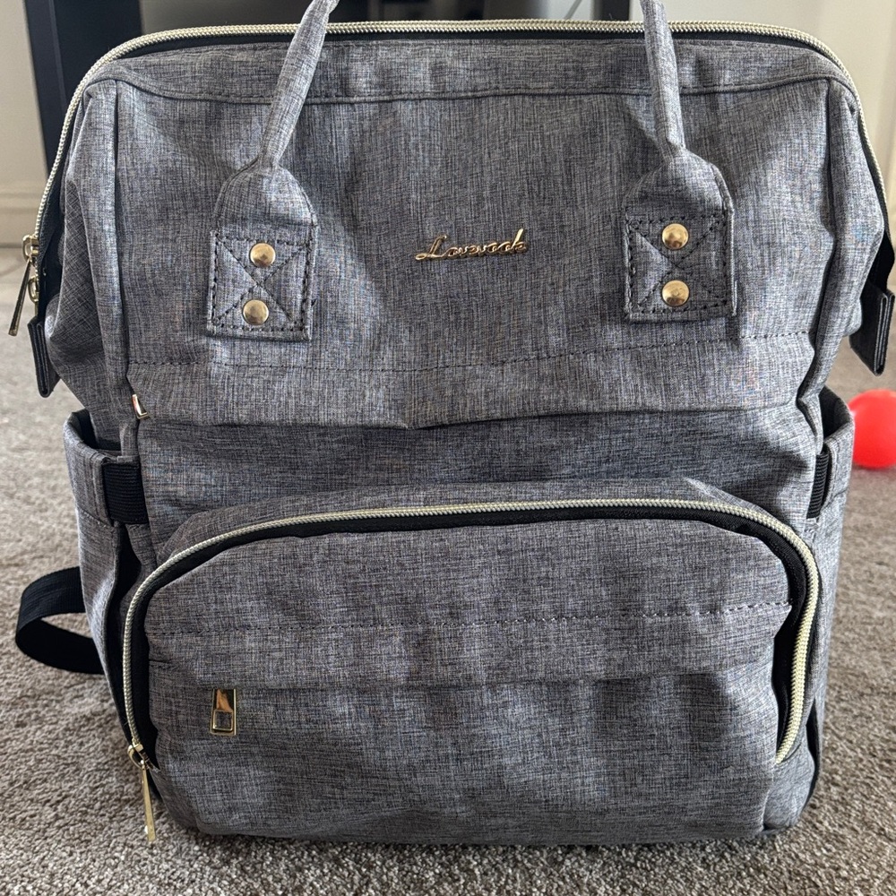 Gray Backpack/ diaper bag